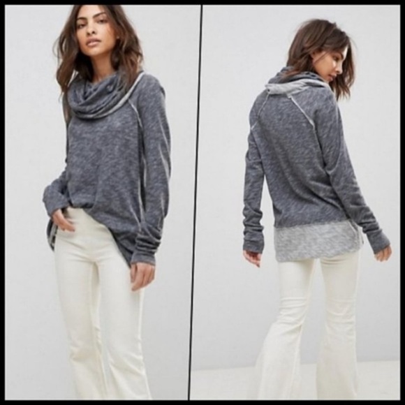 Free People Beach Oversized Cowl Neck Cotton Pullover Top - XS/S - Picture 6 of 14